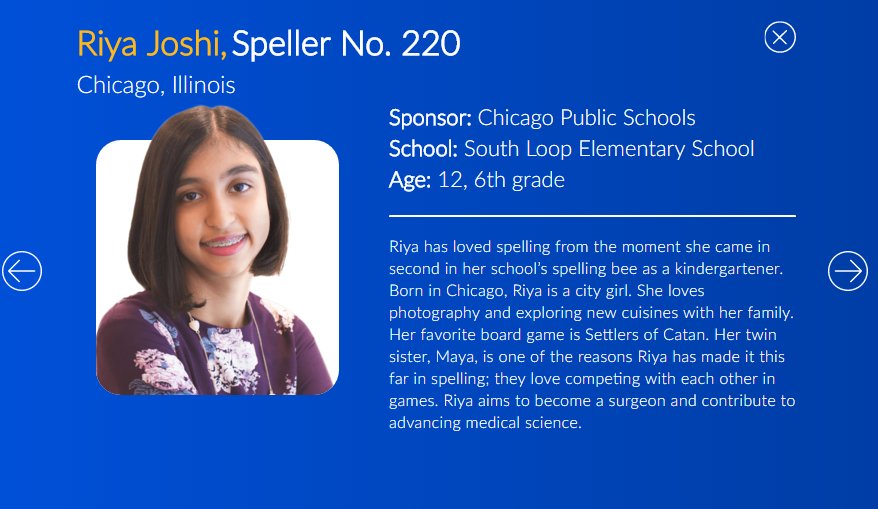janicejackson's tweet photo. RT to show your support for Riya! She's representing Chicago in the @ScrippsBee tomorrow. @sloopschool https://t.co/vBuR9JFHnf