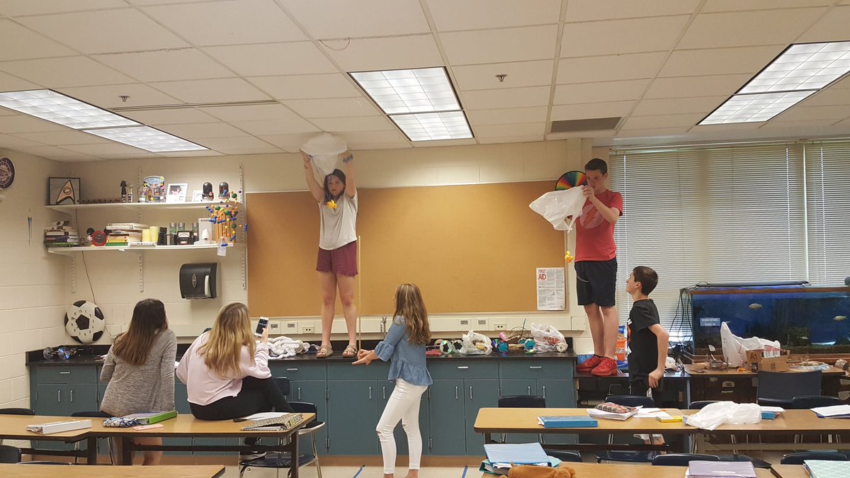 Designing a parachute to land a chicken on an island. Thanks Mr. Pickins! #geneva304