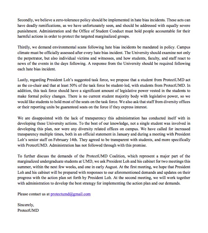 plumasatumd's tweet photo. Official statement from Protect UMD #ProtectUMD #FearTheTurtle https://t.co/KbvtZ8lOZX