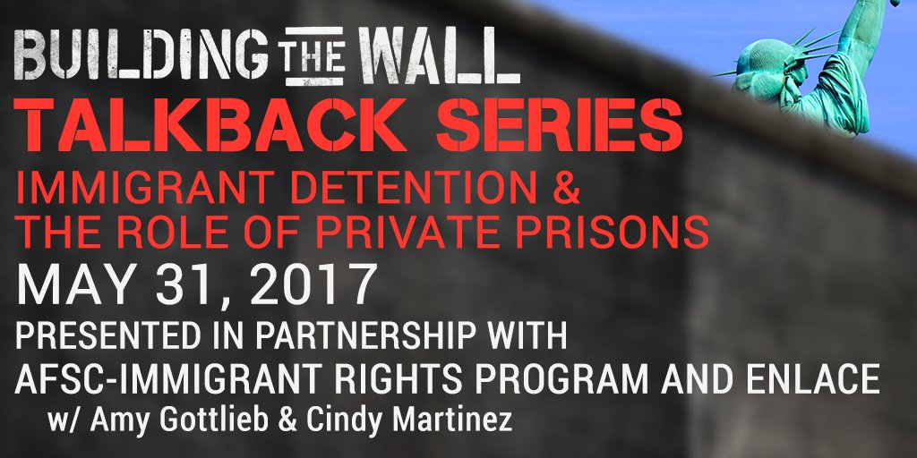 Join us TOMORROW for a talk with our partners at <a href="/afsc_org/">AFSC</a> and Enlace on immigrant detention &amp; the role of private prisons.