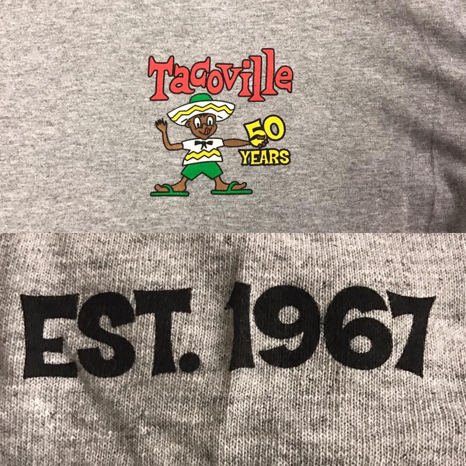 Come snatch up one of our new shirts, celebrating 50 years of Tacoville! $15 per shirt!😎