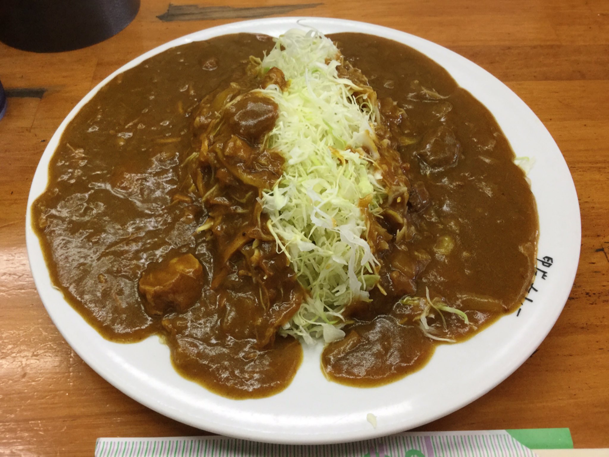 赤池洋文 築地モーニング 中栄 なかなか来れないので ついつい連食 とはいえ さすがに2軒目はキツいので ライス抜きの全 キャベツで 印度カレーとビーフカレーの合いがけ 個人的にはビーフが大好きなのだが いつも欲張って合いがけにしてしまう