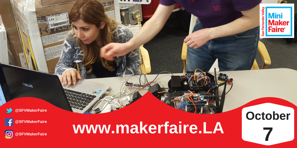HackerSpaceLA's tweet photo. We are not going to launch &amp; recover a space rocket, nor we will discover the cure for the flu, but we will BLOW YOUR MIND! #SFVMakerFaire https://t.co/ZiKBblKqJS