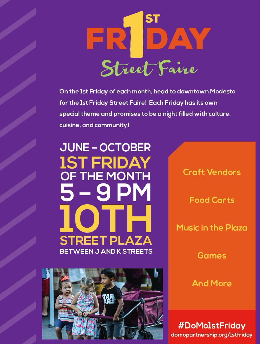 cityofmodesto's tweet photo. 1st Friday St. Faire starts this week in 10th st. plaza! #DoMoCa https://t.co/Sq2ZKUH9dy