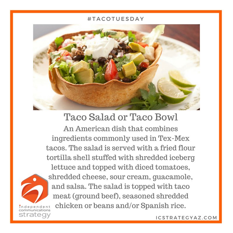 ICStrategyAZ's tweet photo. #TacoTuesday with a #TacoBowl, what do you think? Was this a clever food creation? #ICS #ICStrategyAZ https://t.co/FZlNSH9Bkr