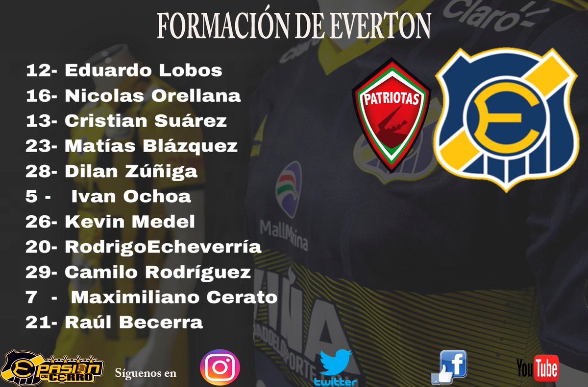 PasiondeCerro's tweet photo. El 11 elegido por Pablo "Vitamina" Sanchez 
#SudamericanaxFOX #Copadictos #VamosEverton #Everton #Patriotas https://t.co/x1cgRpvjDk