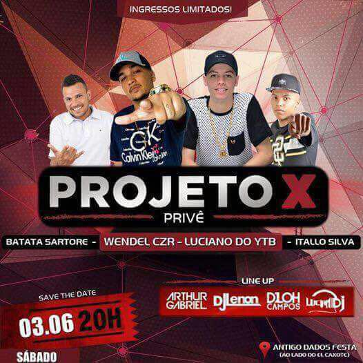 socialdorato's tweet photo. PROJETO X está de volta, é nesse sábado, não fique de fora dessa.
Ingressos já a venda na Over Black Itaguaí https://t.co/y5KNd5Bmcu