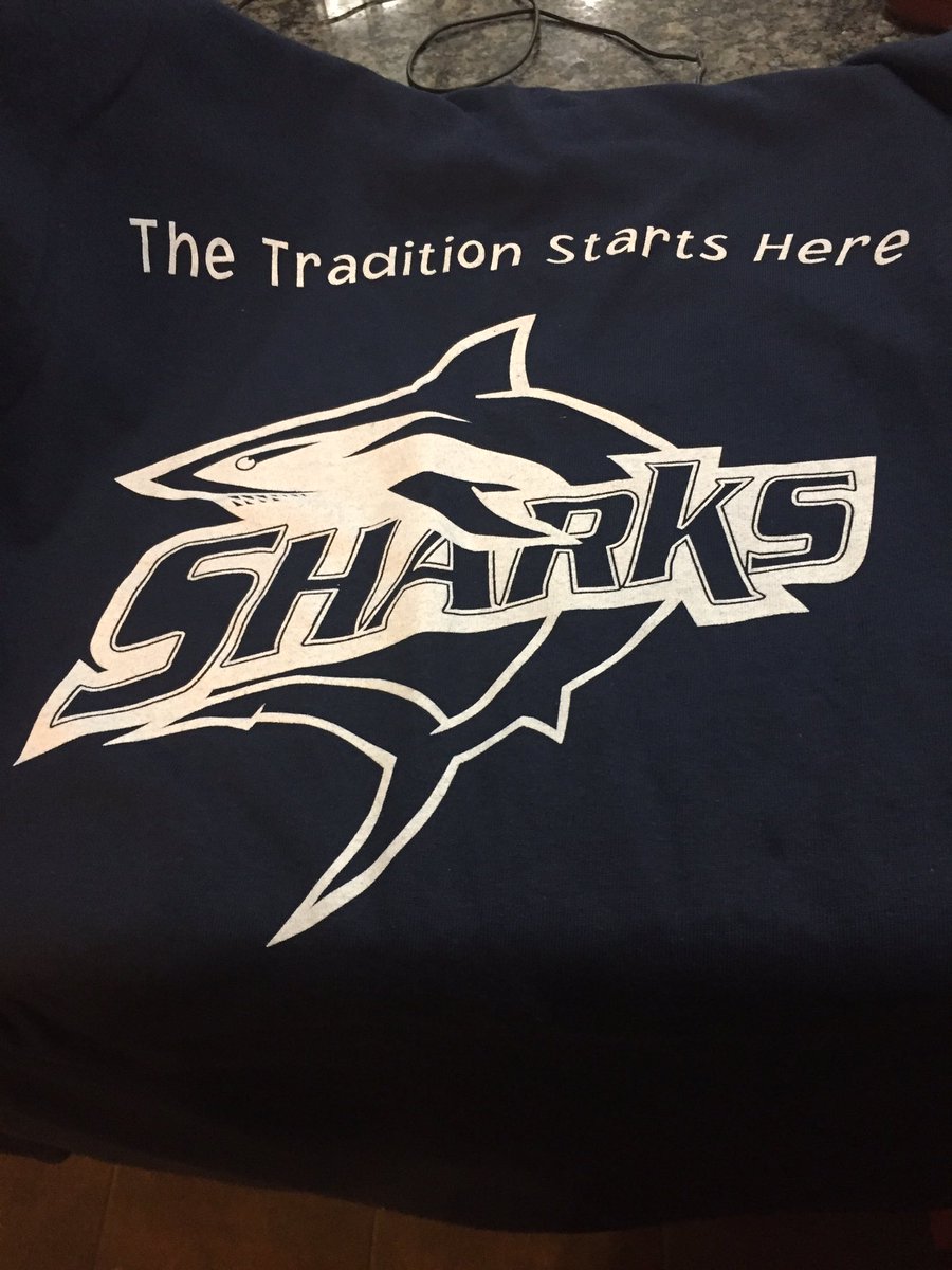 Valarie88's tweet photo. #Sharks my soon to be fifth graders 1st official shark shirt. #stjamesintermediate #onceabravealwaysabraveuntilyourkidbecomesashark https://t.co/tNBZrVbUgE
