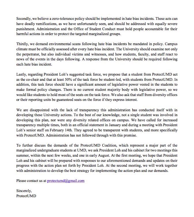 Community_Roots's tweet photo. #ProtectUMD asks that the administration use their power to institute real concrete change - no more dialogue! https://t.co/9tet1AeQLf