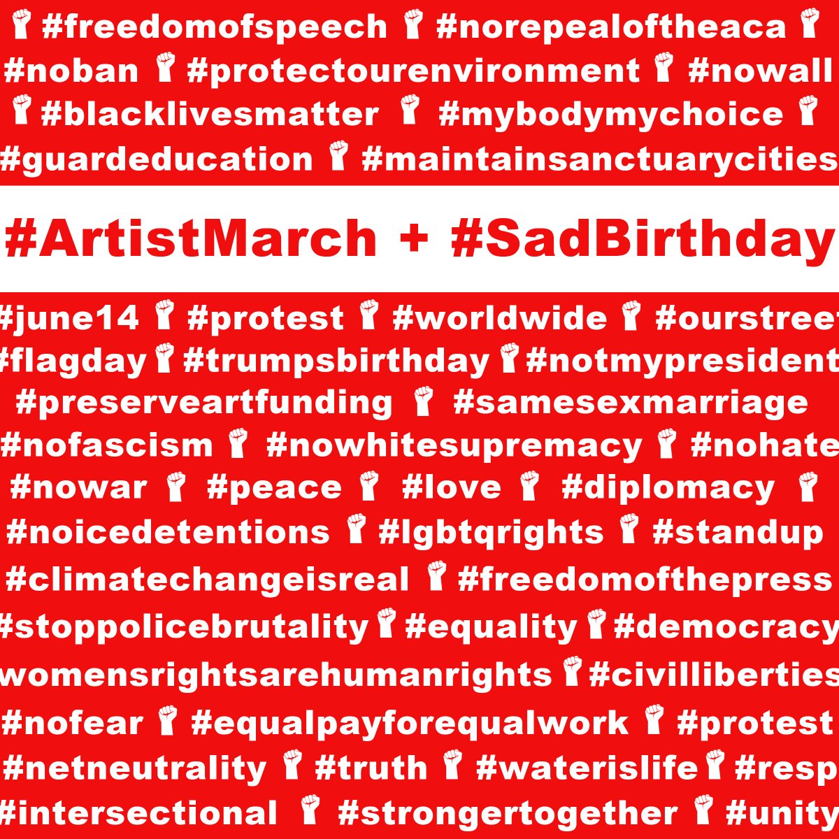 artistmarch's tweet photo. @artistmarch has joined forces with Bring Him Down! Attend an event or plan a creative action for June 14 #ArtistMarch #SadBirthday https://t.co/0SkctSwQ2D
