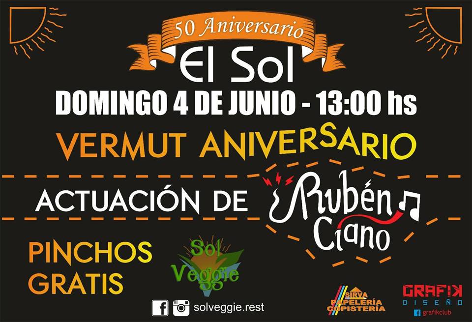 ElSalto_Rioja's tweet photo. #Agenda
El @sol_veggie celebra su 50 aniversario con una fiesta: Pinchos gratis y concierto de @Ciano2014 

El próximo domingo 4 https://t.co/lVED55piFI