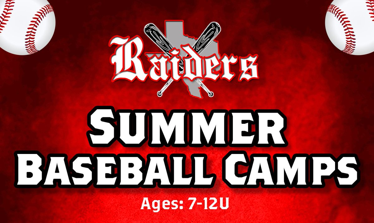 gograpevine's tweet photo. Raiders summer baseball camp is coming up! You can sign-up at https://t.co/qceW0YArFy or The REC at 817-410-3450. #PlayGrapevine #Raiders https://t.co/yoJT2zRjiD