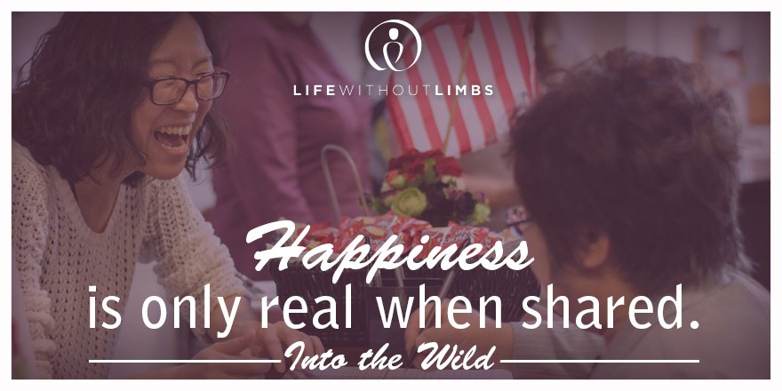 nickvujicic's tweet photo. Sharing happiness can be as easy as smiling at someone walking by. Share your joy with someone who's made you happy in the past. -LWL Team https://t.co/vkW9zEGgLH
