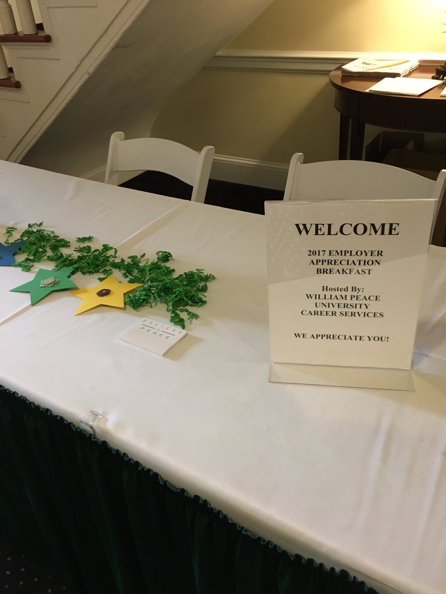 PeaceCareerCtr's tweet photo. We are all set for our annual Employer Partners Appreciation Breakfast- stay tuned for the Employer of Excellence Awards https://t.co/3Y6XFjFrFy