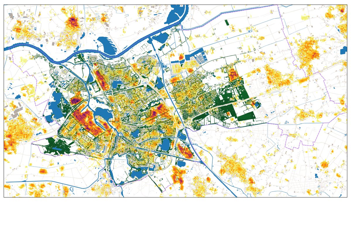 JoostVerhagen's tweet photo. Benieuwd waar het écht heet was in #DenBosch? #Hittestresskaart #Satellietdata #RemoteSensing #Boomregister #Bomen verkoelen! https://t.co/0YwOSnRojH