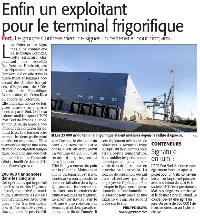 PortdeSete's tweet image. Le terminal frigo du @PortdeSete va être exploiter par Conhexa !  midilibre.fr//2017/05/30/se…