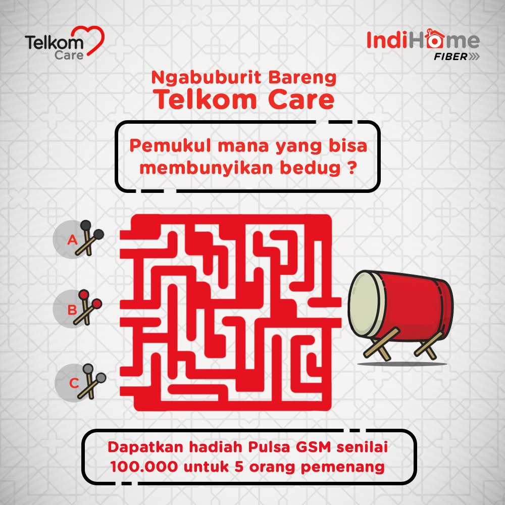 Telkom_EYF's tweet photo. Ngabuburit bareng Telkom Care yuk Sobat. Ada hadiah pulsa untuk 5 orang yang beruntung. Baca S&amp;K disini ya https://t.co/dOldE1DLZR https://t.co/1oov23StUw