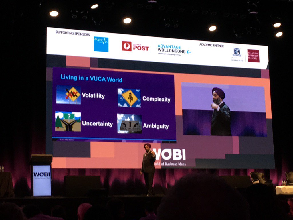 LoretoPrincipal's tweet photo. Unpacking the VUCA world with @MohanSawhney at  #WOBISydney Fascinating and thought provoking. https://t.co/MbjxvHKGKX