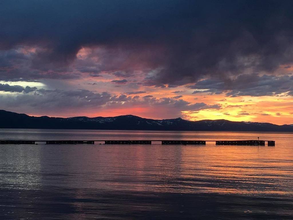 SFGate's tweet photo. From Instagram: The clouds continued. A sunset over Lake Tahoe. Thanks @deedougie for the share. #clouds #cloudsta… https://t.co/ba0O2RGedA https://t.co/fjym2xhel7
