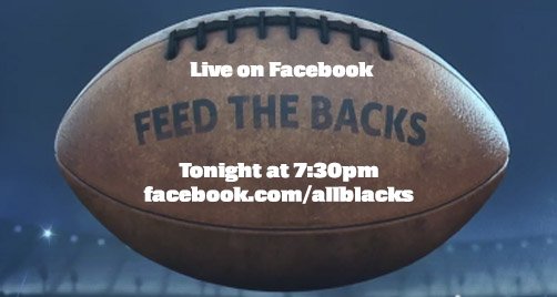 AllBlacks's tweet image. See you tonight on #FeedtheBacks - Live on facebook.com/allblacks at 7:30pm with Ric Salizzo and Sir John Kirwan