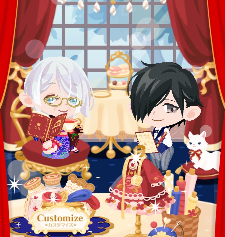 イケマダムに変身してステューと茶をしばく…ふぁーーこのお部屋いいなーーーすてゅさん近い！！！ #ポケコロ