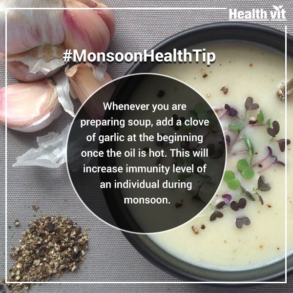 Healthvit's tweet photo. Stay healthy this monsoon by boosting your immunity with this simple #MonsoonHealthTip. https://t.co/SaNXXrbK1g