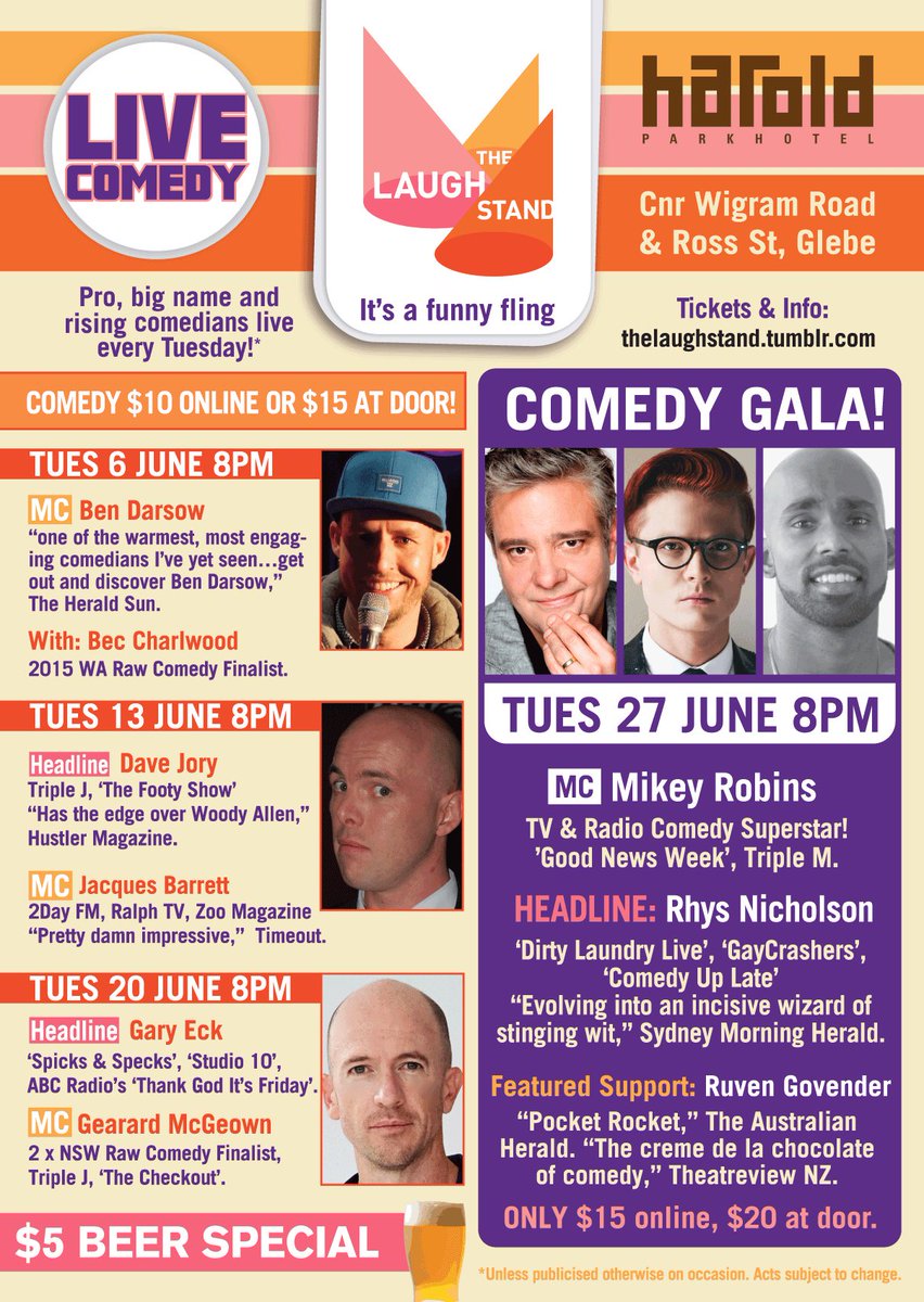 What a hysterical #june!
@BecCharlwood <a href="/DaveJory/">Dave Jory</a> @jbcomedy <a href="/GaryEck/">Gary Eck</a> @GearardM <a href="/MikeyRobins/">Mikey Robins</a> @rhysnicholson @RuvenGovender!
Tix <a href="/TryBooking/">TryBooking</a>!