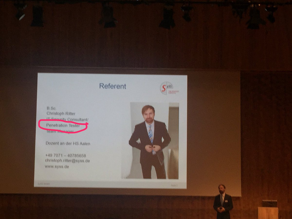 mediaperlen's tweet photo. Berufsbezeichnung "Penetration Tester" #doppeldeutigkeit #bilderimkopf 🙈 #kubiforum #affinion https://t.co/1PRPnVGovw