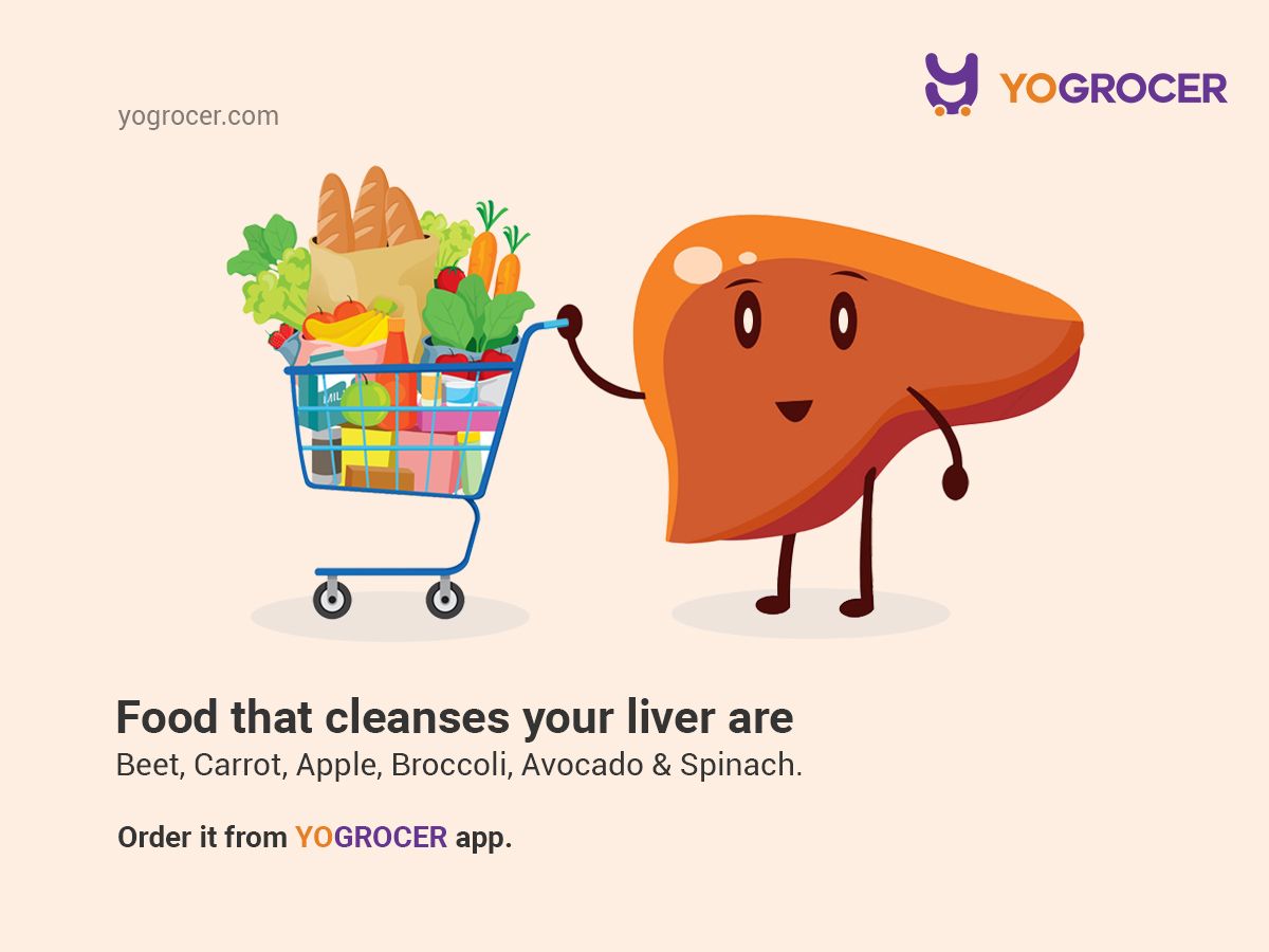 YoGrocer's tweet photo. Food that cleanse your liver are Beet, Carrot, Apple, Broccoli, Avocado, Spinach. Order it from #YOGROCER app. https://t.co/9rBdsqPQ1J