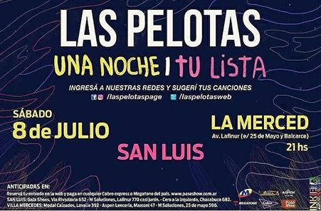 UltimoBondiSL's tweet photo. @laspelotasweb llegan a San Luis! Y vos vas a armar la lista con ellos de los temas de la noche! Ultimas 100 anticipadas a $400! https://t.co/Dj3kQit2uX
