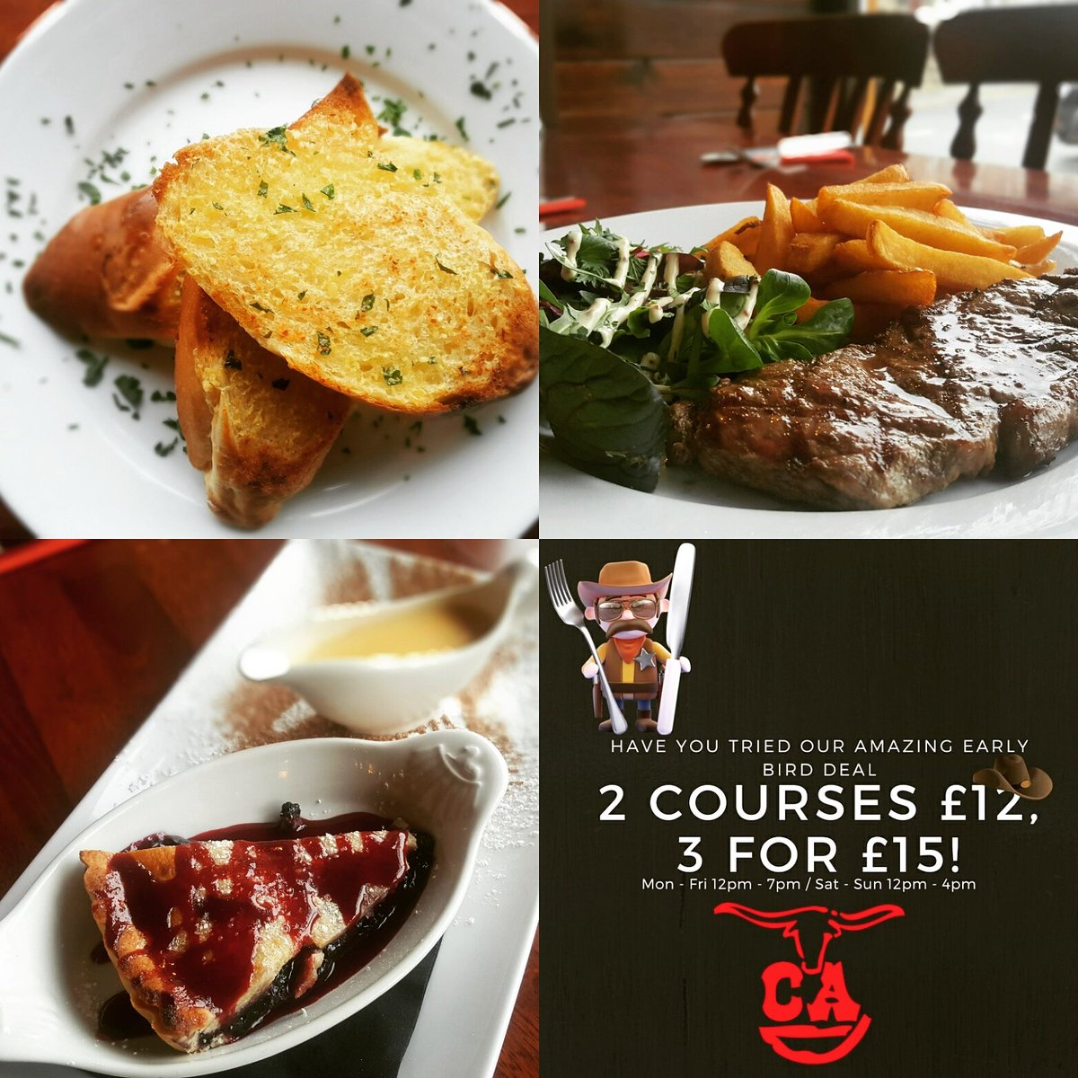 Our early bird menu is too good to miss. 2 delicious courses for only £12 or 3 for £15. Available 12-7. You know you need this! #harrogate