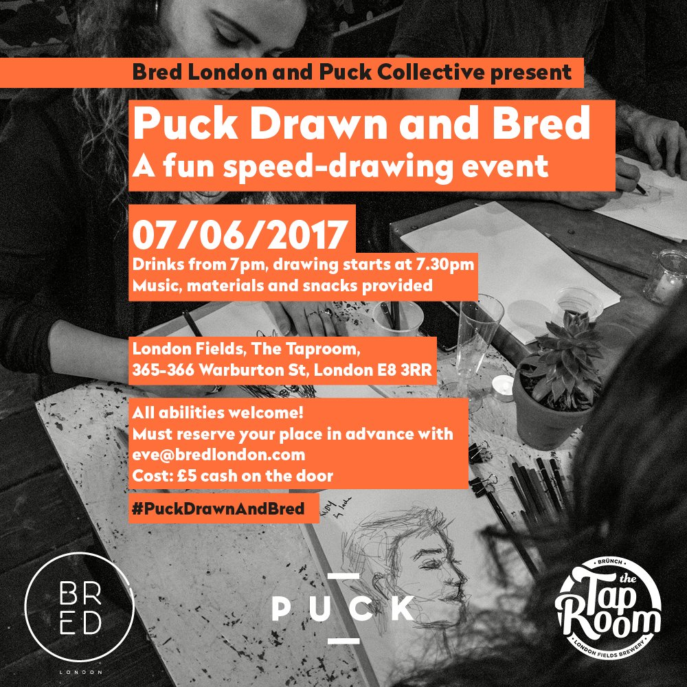 Puck Drawn and Bred returns for more hand drawn highjinx! Join us for portraits and pints on the 7th of June! RSVP <a href="/bredlondon/">@BredLondon</a> 
#Lifedrawing