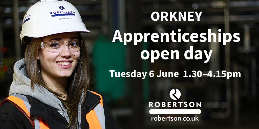 RobertsonGroup's tweet photo. Apprenticeships open day - Tuesday 6 June, 1:30  at @OrkneyLibrary. Come along to find out what is available on our Orkney Hospital project. https://t.co/EpCgHjXXoT