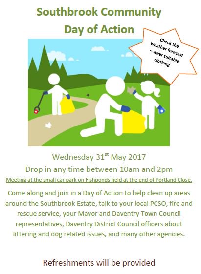 Daventry_TC's tweet photo. Come along to the Southbrook Community Day of Action today from 10am-2pm! https://t.co/6zF26FSjNc