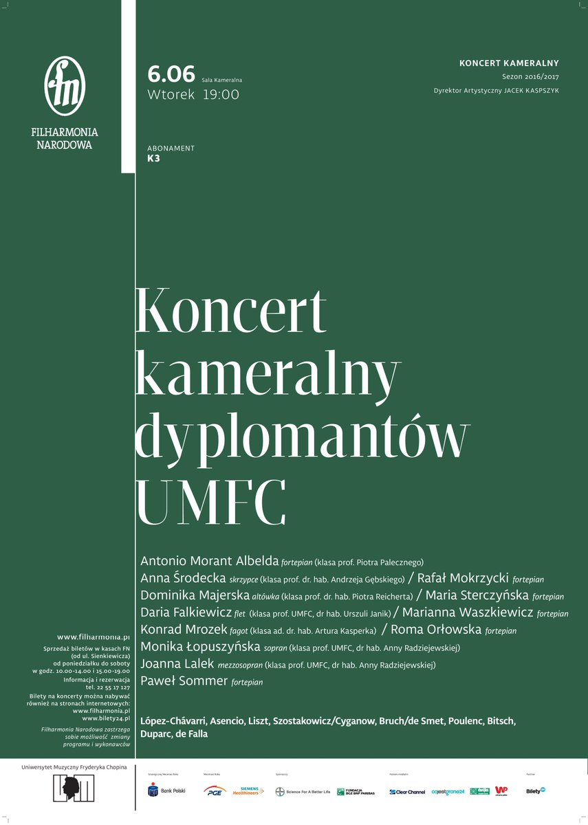 Okolnik_koncert's tweet photo. #6_czerwca w #Filharmonia_Narodowa odbędzie się koncert kameralny dyplomantów #UMFC! Serdecznie zapraszamy! #Dyplomant #Akademia #Muzyczna https://t.co/xW0MvQKI3X