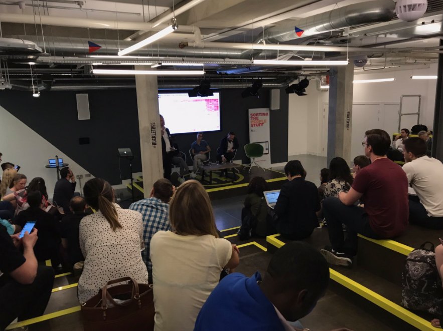 huckletree's tweet photo. Are π€ the future of HR? Get @robertjeffery1 & @PeopleMgt's roundup from @hibob's AI event at Huckletree: https://t.co/Sb6UGYx7E8 #HRRobots https://t.co/iG6sONHz2C