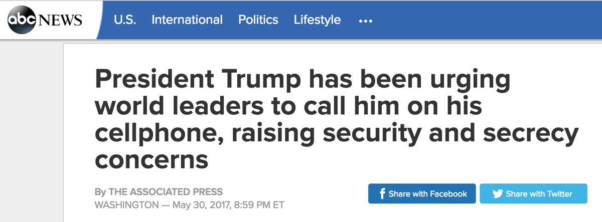 ترامب يطلب من قادة العالم الاتصال به على جواله مباشرة بدلا من البرتوكلات الرسمية:)