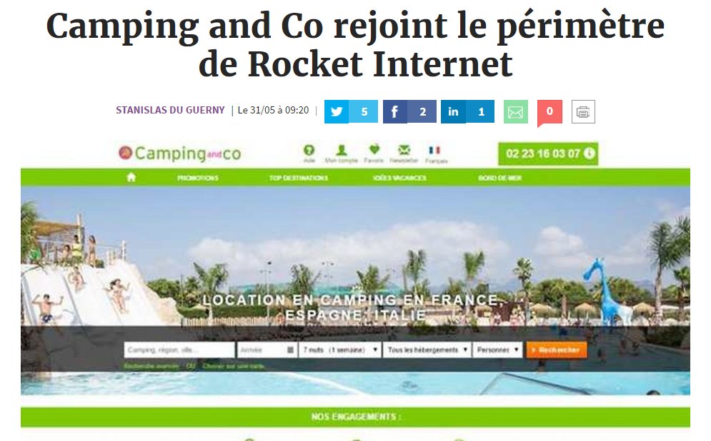 Newfund's tweet photo. Camping and Co rejoint Rocket Internet https://t.co/S6jXbO1HXj Congrats to the team ! @GuillaumPatrizi @JMMaurer ! https://t.co/phY6ksCkZb