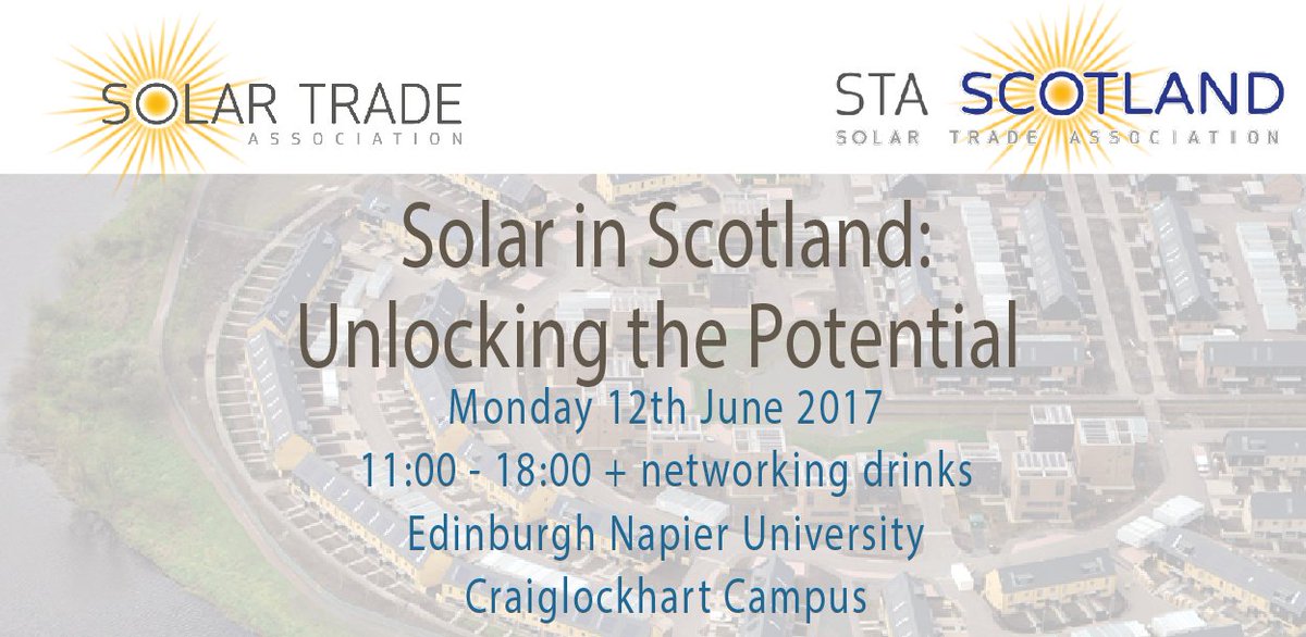 Less than 2 weeks to go until our 'Solar in Scotland' event in Edinburgh. Download the agenda and book today solar-trade.org.uk/sta-events/sol…