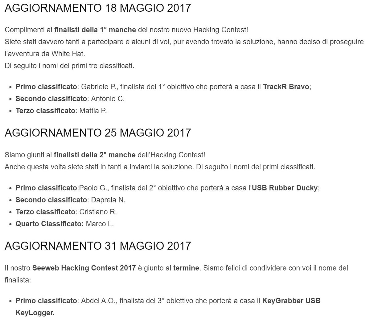 ShielderSec's tweet photo. L'#hackingcontest di @seeweblive è terminato e sembra che i nostri membri abbiano vinto tutte e 3 le manche ✌🏿 https://t.co/9uoStbDgeN