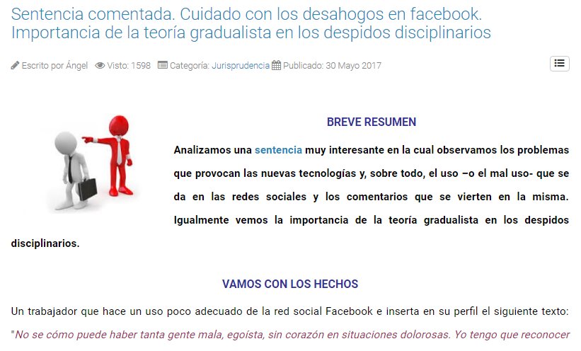 saludlaboralugt's tweet photo. Sentencia comentada:
Cuidado con los desahogos en facebook. Importancia de la teoría gradualista en los despidos ...
https://t.co/EoEr3MXHqY https://t.co/b5WKldidny