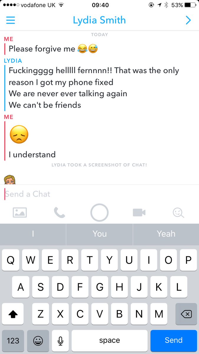 FernLapper's tweet photo. When you lose your 89 day snap streak 🤦🏼‍♀️😂 @lydiapaigex https://t.co/xL8C2aCXJi