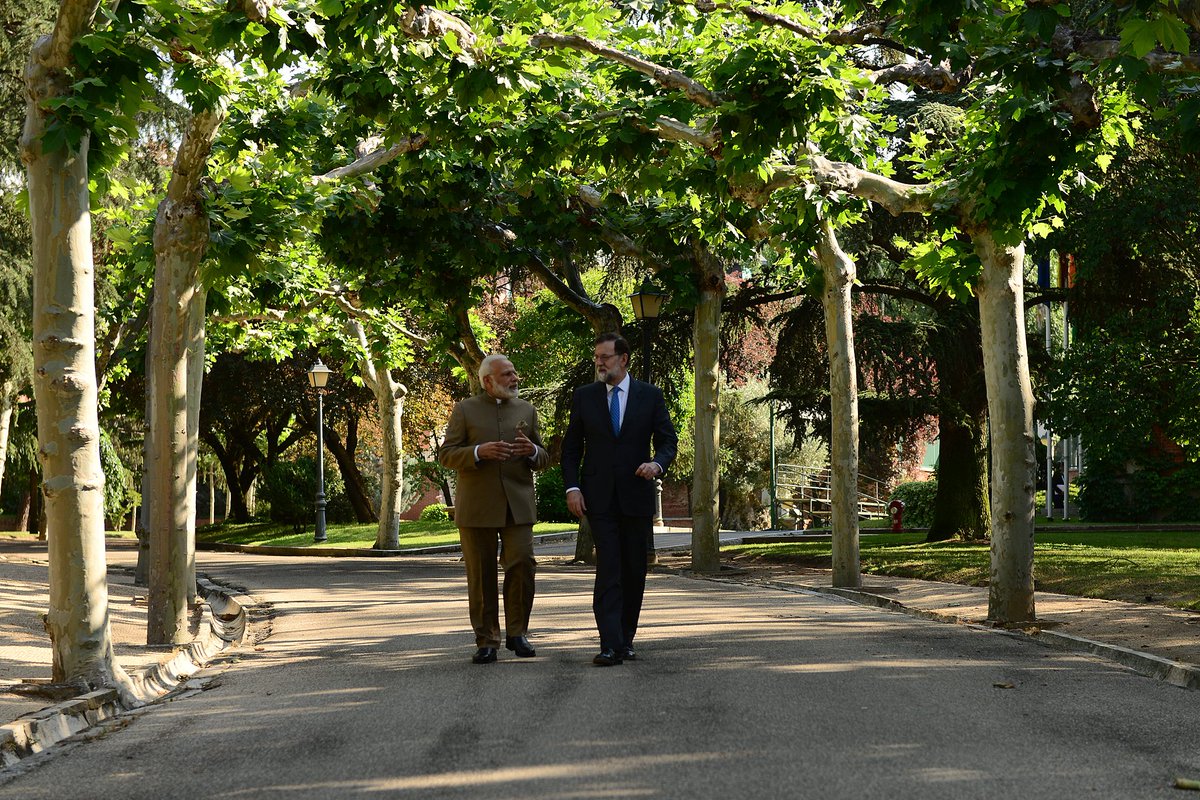 narendramodi's tweet image. Glad to have met President @marianorajoy &amp;amp; held wide-ranging talks with him on further cementing India-Spain relations.