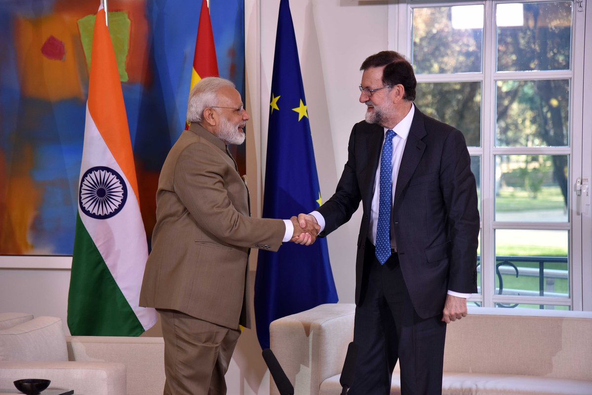 narendramodi's tweet image. India seeks to work closely with Spain in the economic sphere, combating the menace of terror &amp;amp; promoting deeper cultural ties.