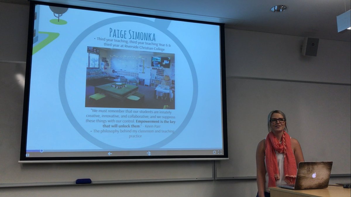 moocargirl's tweet photo. @paige_simonka sharing how she is #gamifying her classroom with her 'Classroom Economy' #TMFraser #GBL #rccedu https://t.co/jn7Y3jgXuQ