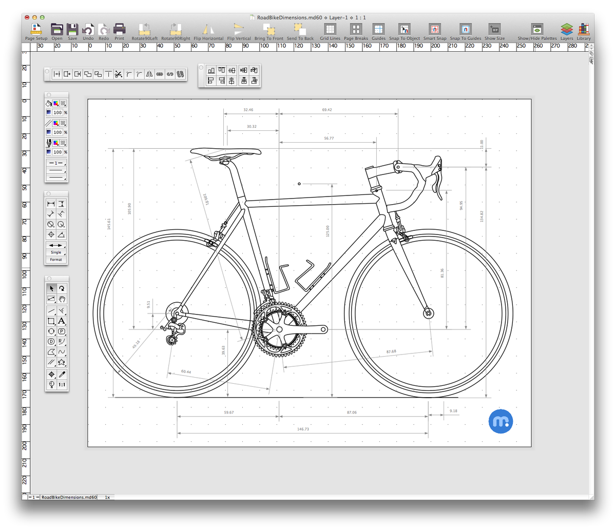 Microspot_Ltd's tweet photo. With the team going for a ride tonight it felt right to draw a bike in MacDraft Pro! #MacDraft #CAD #Strava #dwg #illustration #dimensions https://t.co/R5hhd5h0yg