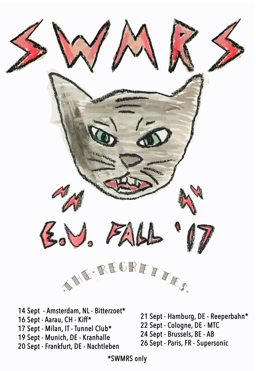 swmrsfrnc's tweet photo. SWMRS a enfin annoncé sa tournée EU, vous pourrez donc retrouver le groupe le 26 sept à Paris au Supersonic 🤘🏼 https://t.co/AUcHZKwyl7