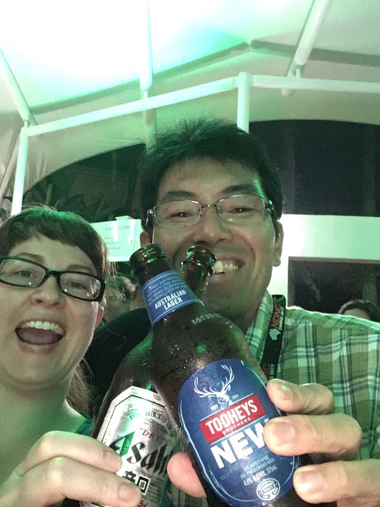 EmmRankinWilson's tweet photo. @tak_ohshima and @EmmRankinWilson Japan meets Australia, physics meets biology. Brought to you by @NDNC2017 https://t.co/PkGOqH8Ngs