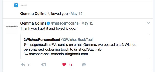 3WishesBookTool's tweet photo. Love this message from Gemma Collins on ITV's TOWIE! We sent her a #3Wishes #PersonalisedColouringBook &amp; she loves it! #lawofattraction https://t.co/88dpi4SIGy