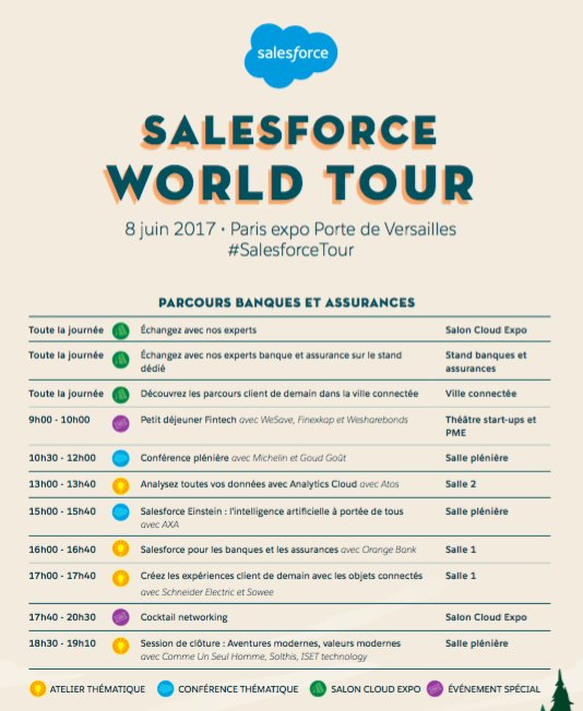 Join us @SalesforceWorldTour in Paris 8/06. We have a #Financial Trail #Bank #Insurance #Mutuelle #Fintech #CRM #IA 
salesforce.com/fr/events/deta…